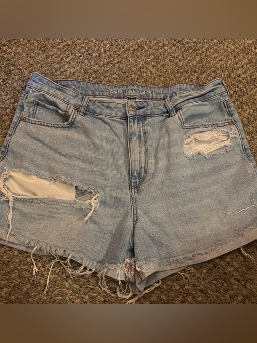 American Eagle Outfitters Light Blue Ripped Denim Shorts